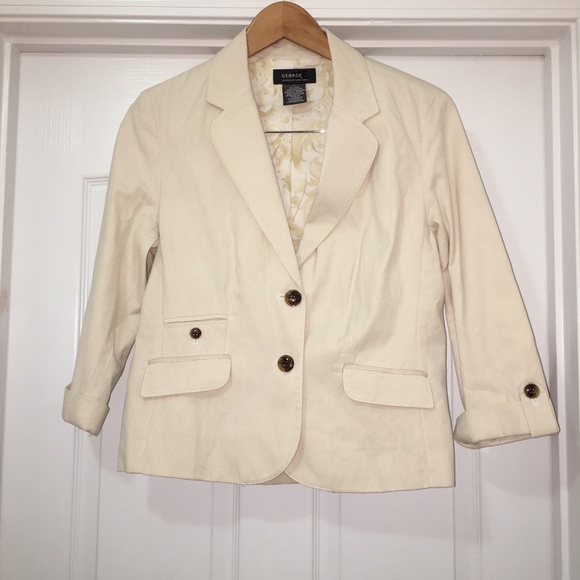 George by Mark Eisen Jackets & Blazers - George by Mark Eisen Cream Corduroy Blazer Jacket